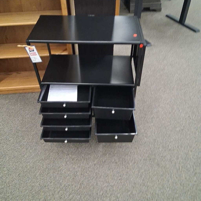 Black Metal Rolling Cart w/ Dwrs & Drp Leaf
