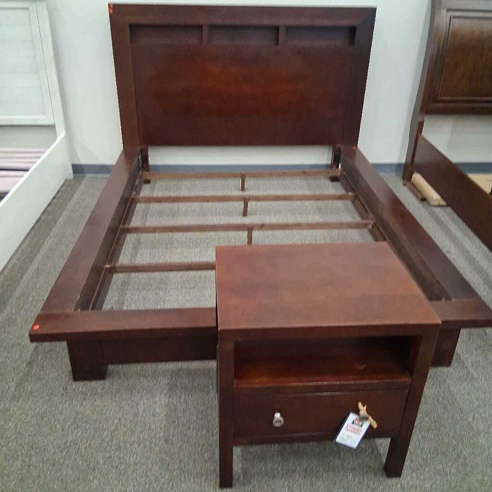 Queen Cherry Bedframe w/ NS (Has Scuffs