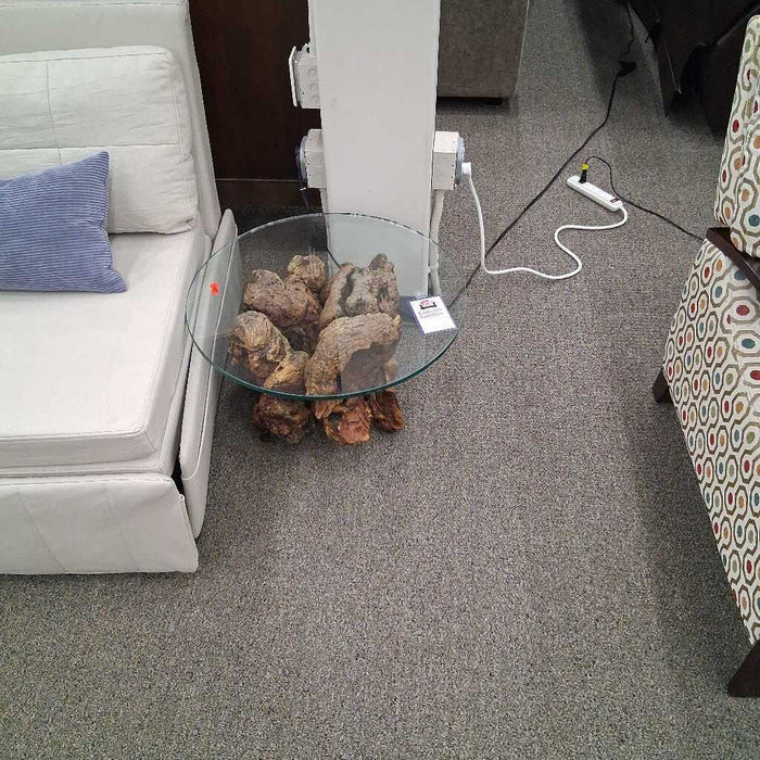Glass Top Burl Wood End Table