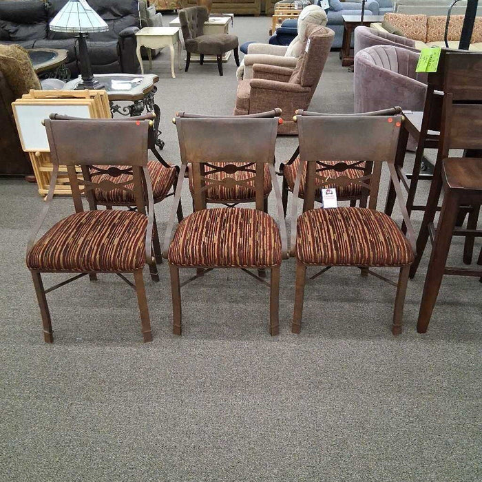 Set of 6 Metal Red Fabric Dining Chairs