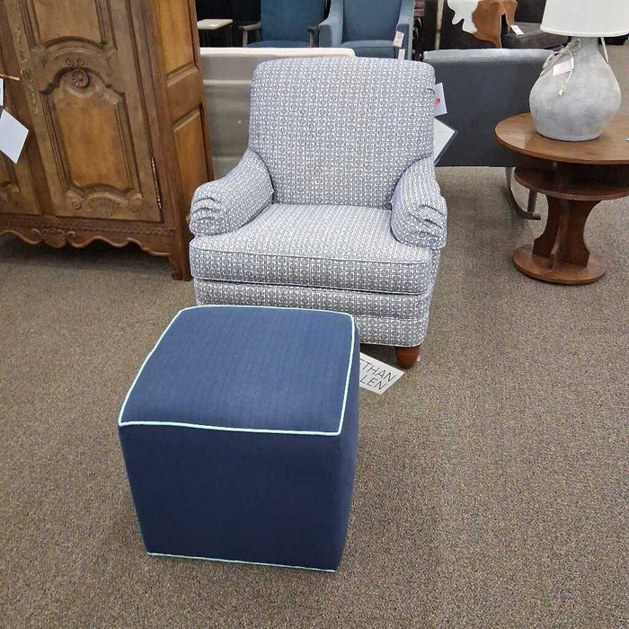 Ethan Allen Blue Ottoman