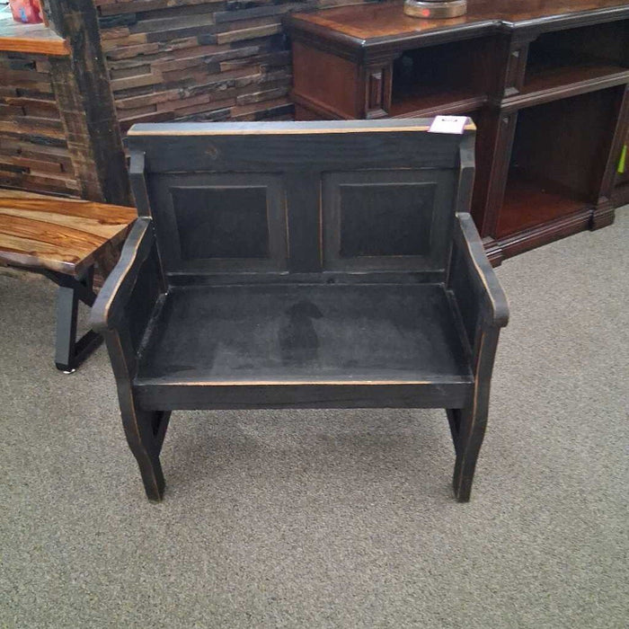 Black Distressed Wood Bench