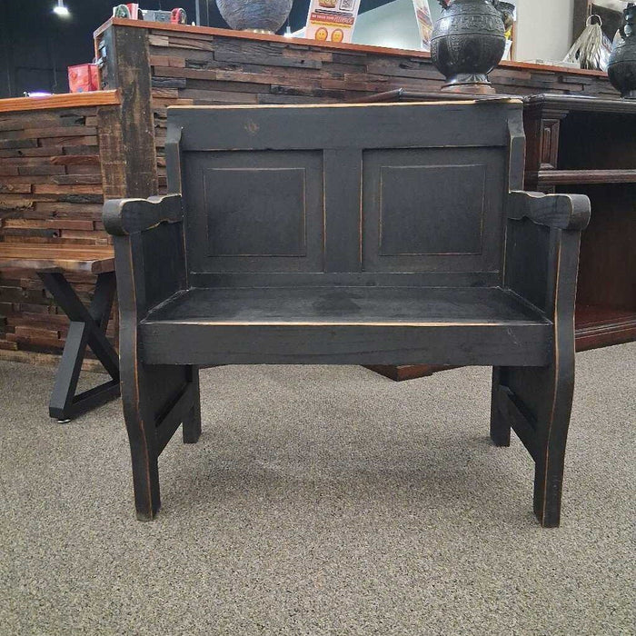 Black Distressed Wood Bench