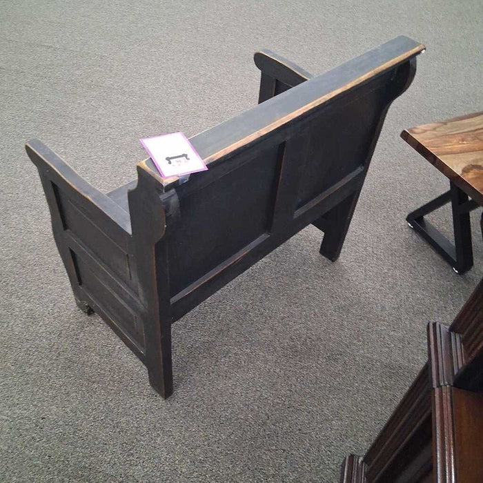 Black Distressed Wood Bench