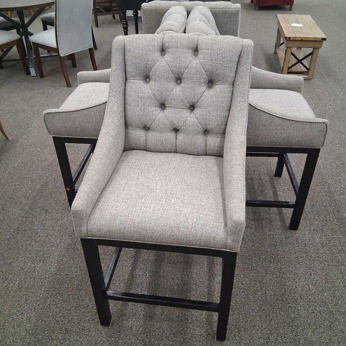 Grandinroad Set of 4 Gray Fabric Barstools