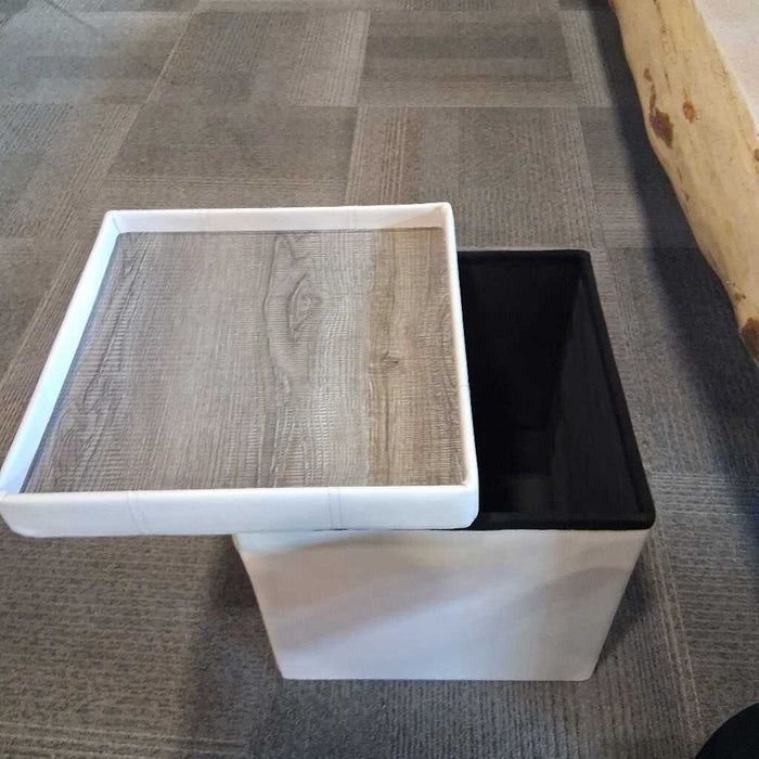 Small White Storage Ottoman