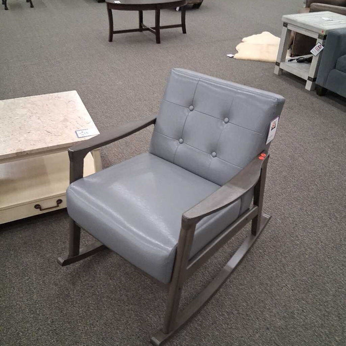 Gray Faux Leather Rocking Chair