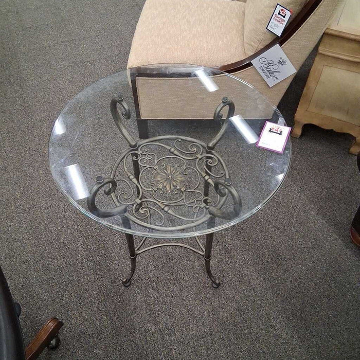 Glass Top Metal Base End Table