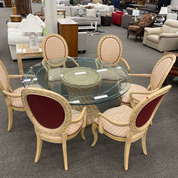 Bernhardt Glass Top Dining Table w/ 6 Chairs