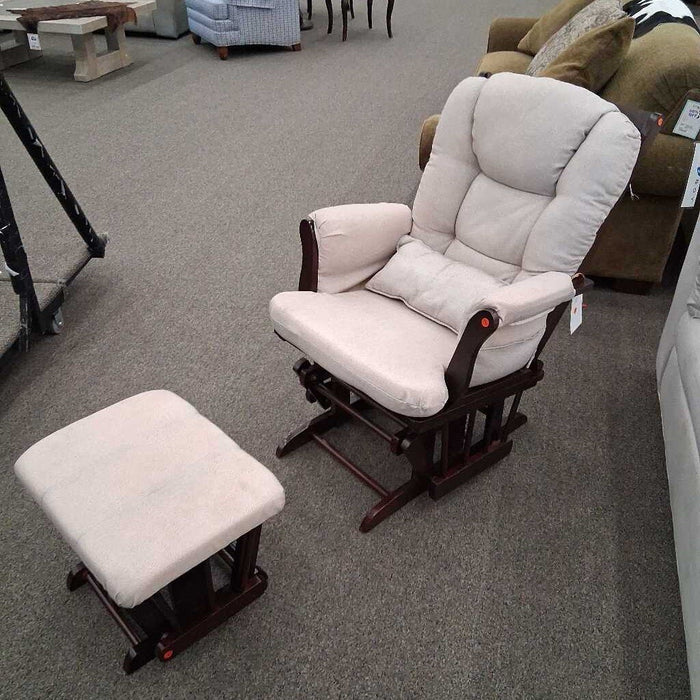 Light Fabric Rocking Chair w/ Ottoman
