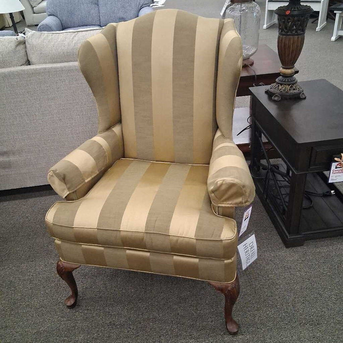 Drexel Heritage Gold Striped Wingback Chair