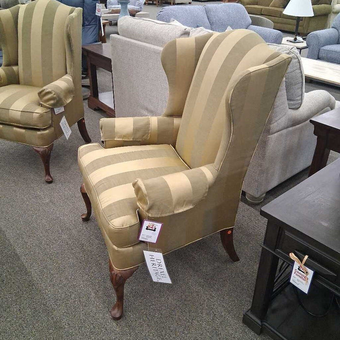 Drexel Heritage Gold Striped Wingback Chair