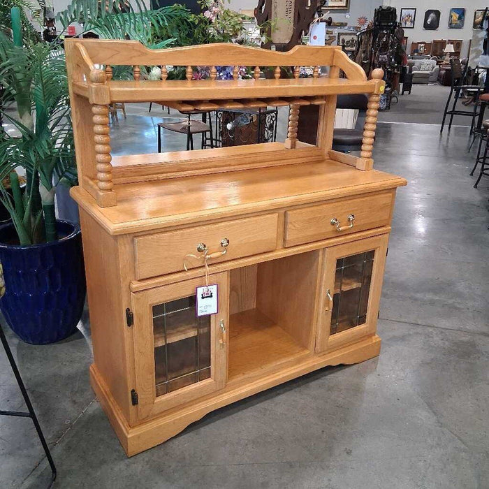 2pc Light Wood Dry Bar w/ Wine Hutch