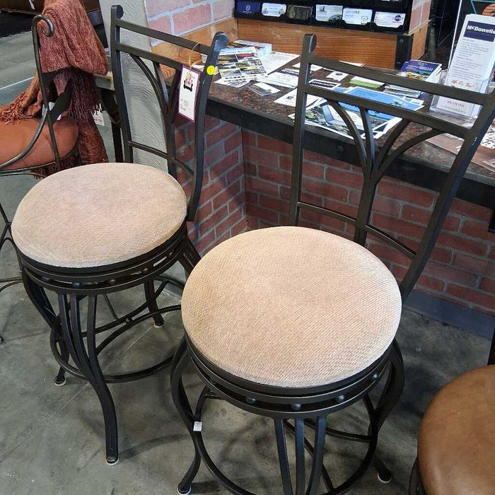 Pair of Metal Frame Swivel Barstools