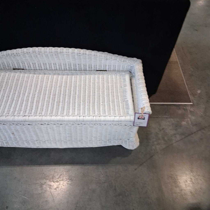 White Wicker Storage Bench