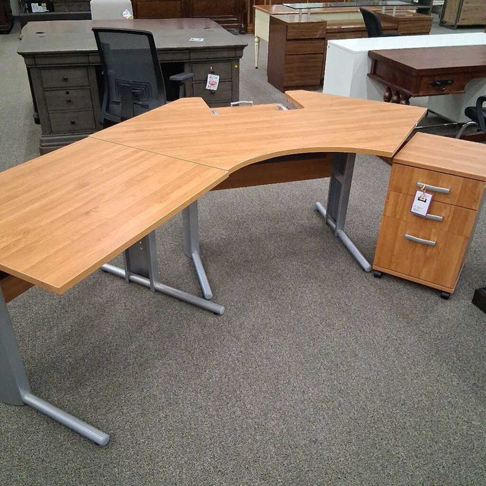 2 Pc Corner Desk w/ 3 Dwr File Cabinet