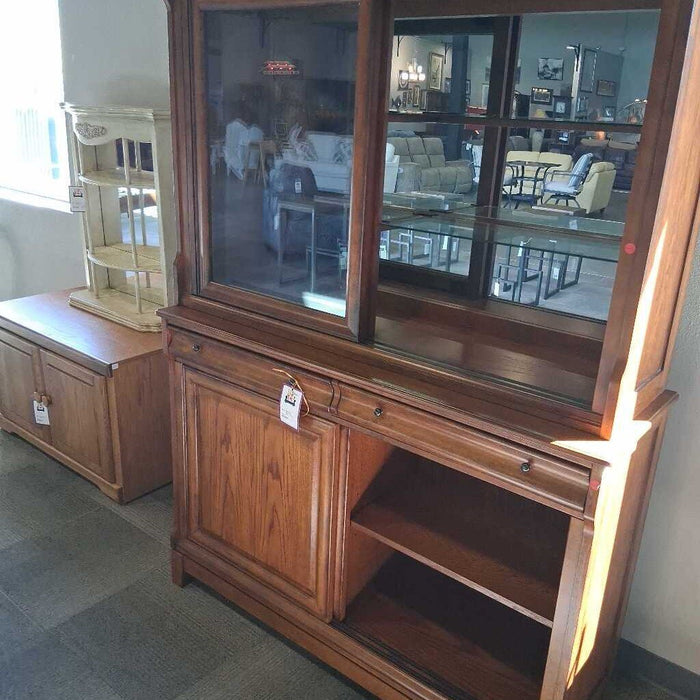 Ashley 2 Pc Hutch w/ Sliding Doors