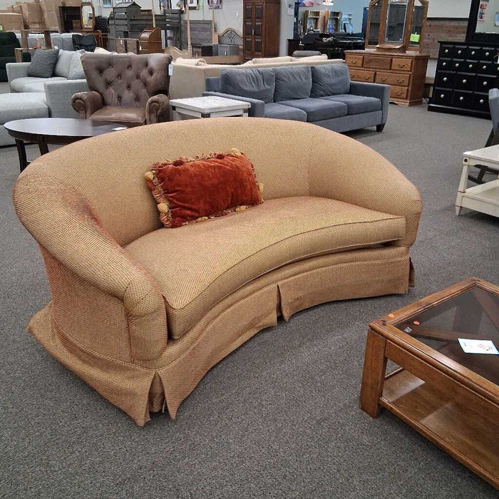 Drexel Heritage Gold Fabric Curved Sofa