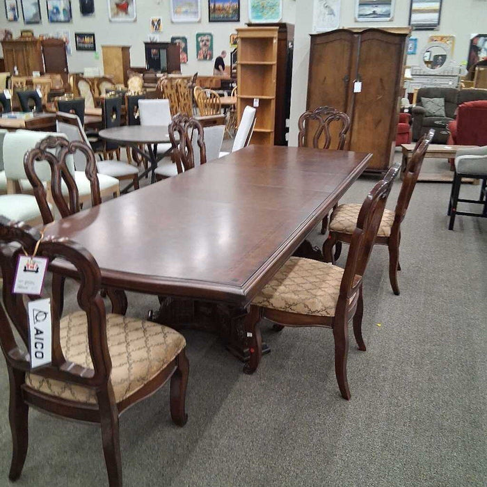 Aico Drk Wood Dining Table 6Ch 2L