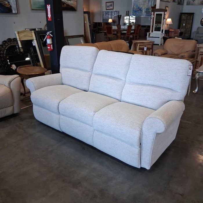 LaZboy White Fabric Pwr Rec Sofa