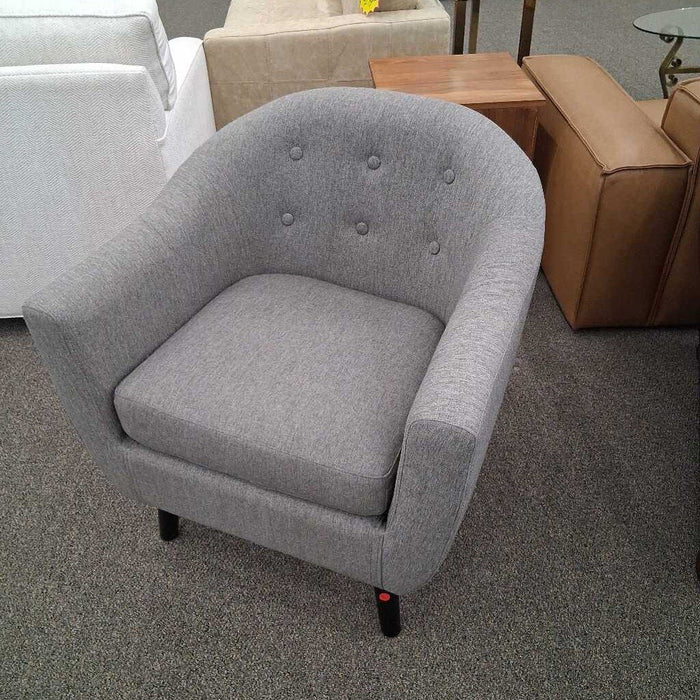 Gray Club Chair w/ Buttons