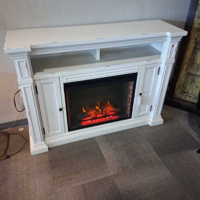 White Fireplace Media Console