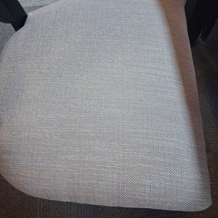 Set of 5 Black Dining Chairs w/ White Fabric