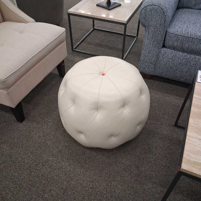 Pier 1 Round White Tufted Ottoman