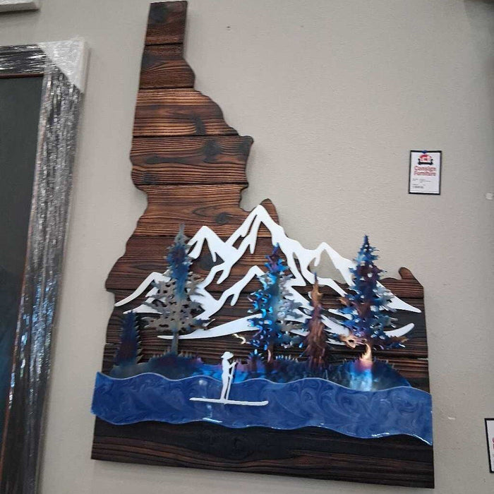 Custom 4' Idaho Sign w/ Blue Epoxy Accents
