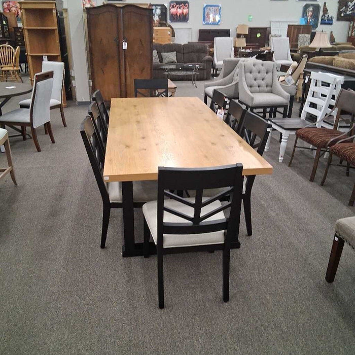 Large 2 Tone Dining Table w/ 8 Chairs