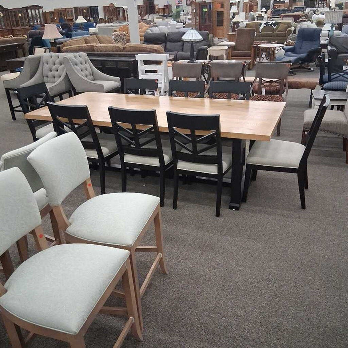 Large 2 Tone Dining Table w/ 8 Chairs
