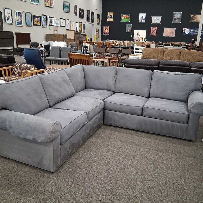 Ethan Allen Gray 3 Pc Down Filled Sectional