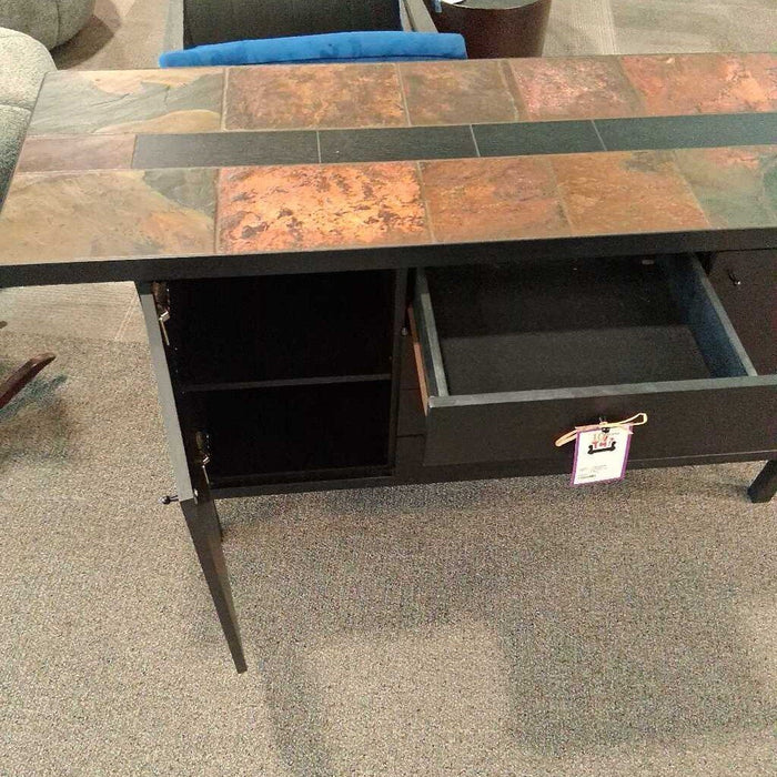 Large Black 3 Dwr Stone Top Cabinet