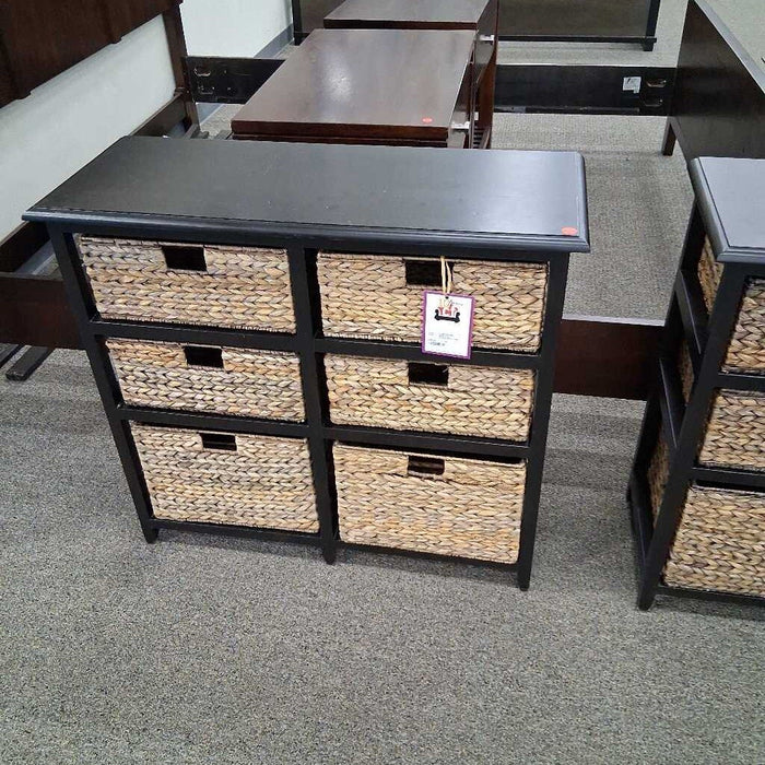 Black 6 Dwr Basket Entry Table