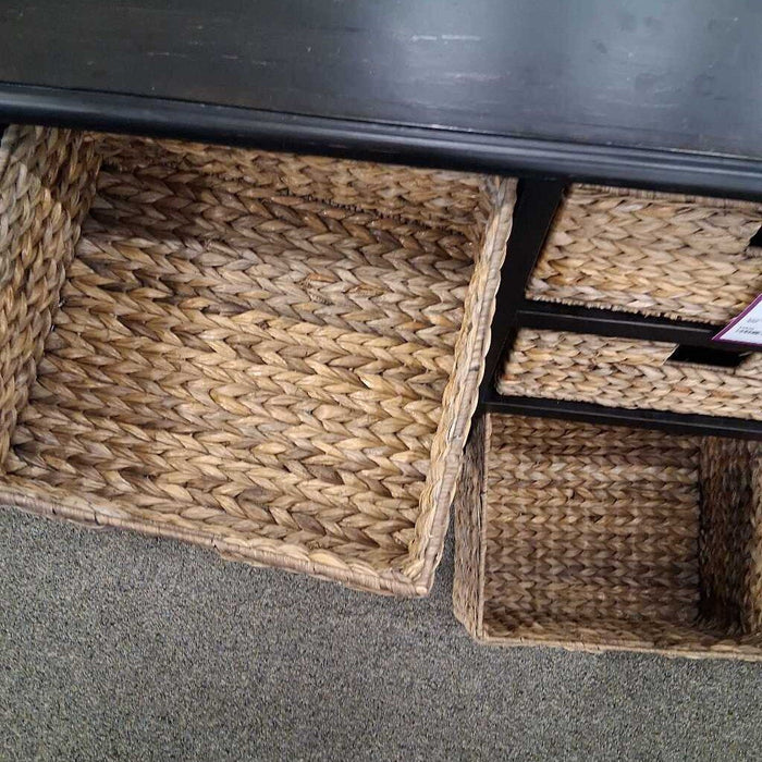 Black 6 Dwr Basket Entry Table