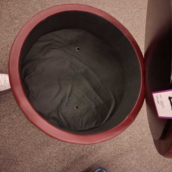 Round Red Tufted Storage Ottoman