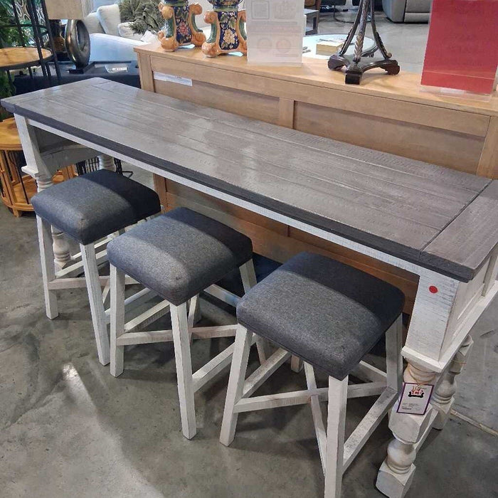 Farmhouse Style Bar table w/ 3 Chairs
