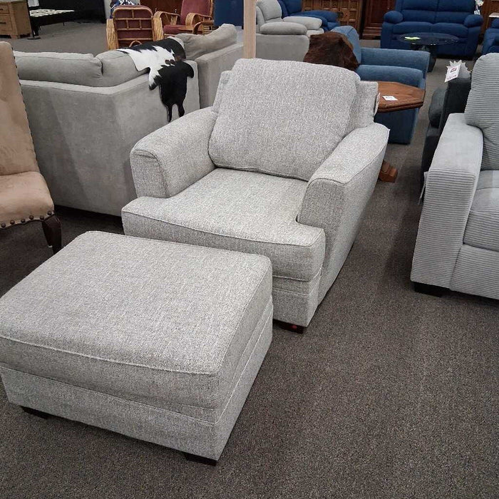 Light Gray Fabric Chair w/ Ottoman