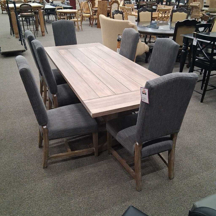 Large Light Brown Dining Table w/ 8 Chairs