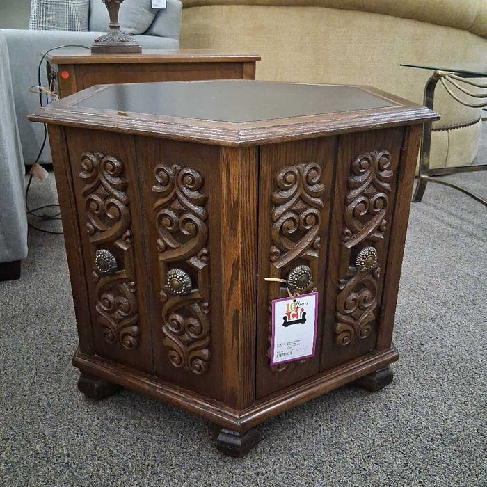 Black Top Hexagonal End Table