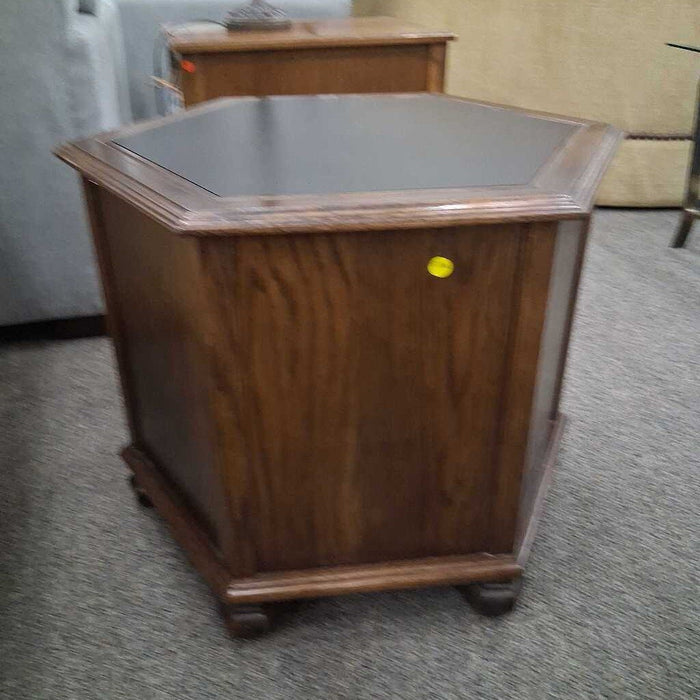 Black Top Hexagonal End Table