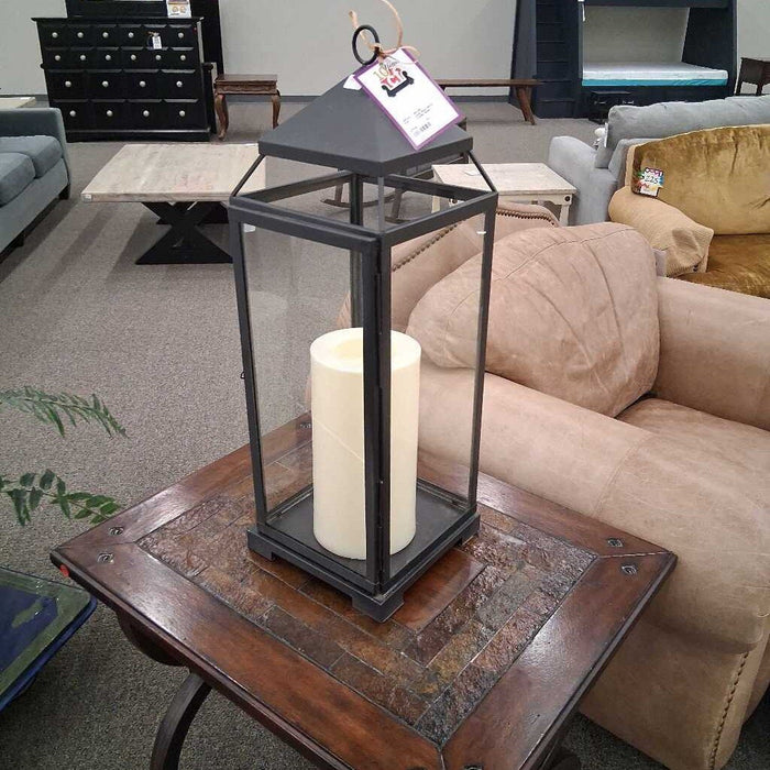 Large Black Metal Candle Holder