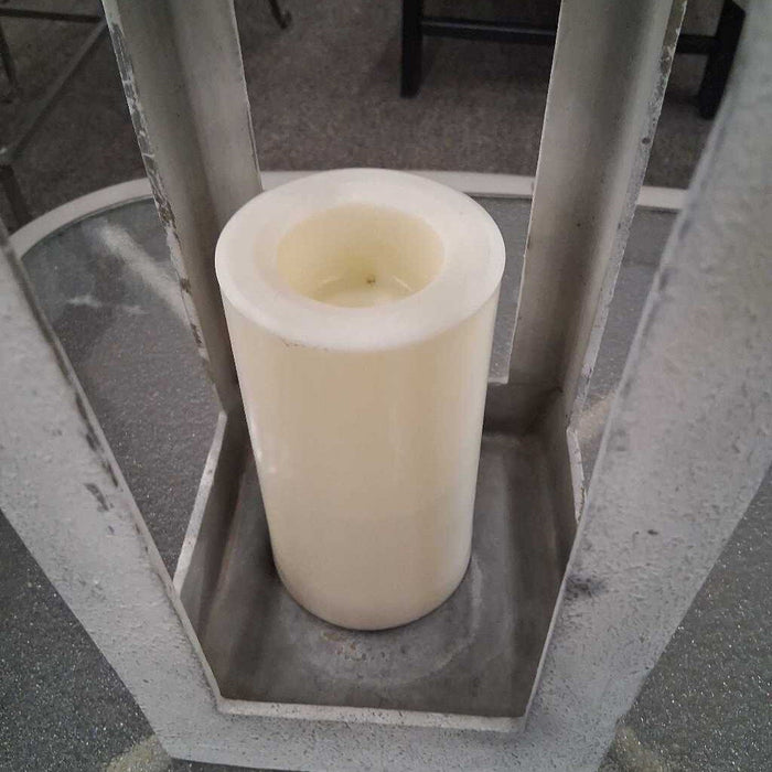 Pottery Barn White Metal Candle Holder