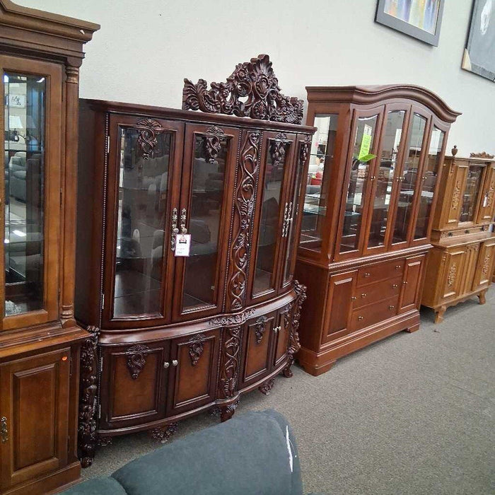 Custom 2 Pc Dark Wood Hutch