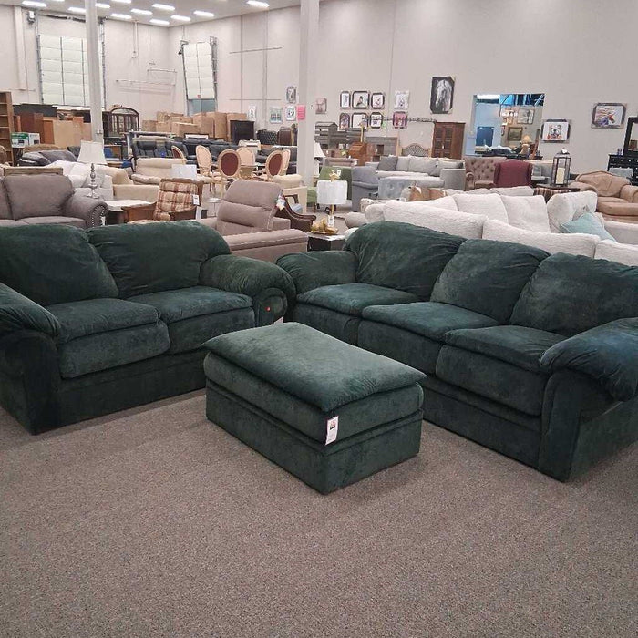 Green Fabric Ottoman