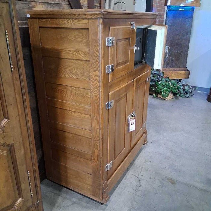 Vintage Wood Icebox on Castors