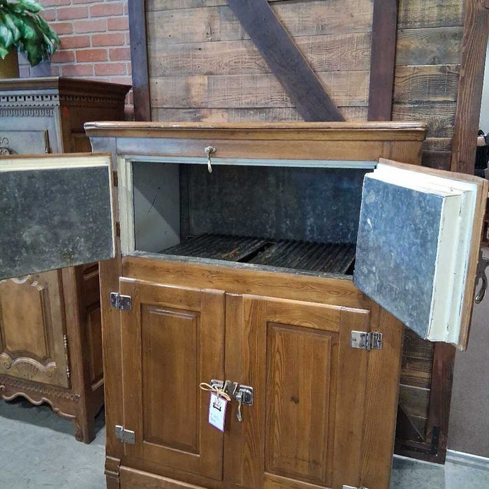 Vintage Wood Icebox on Castors