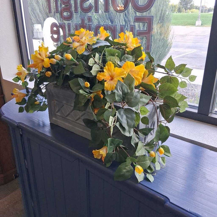 Faux Plant in Stone Planter