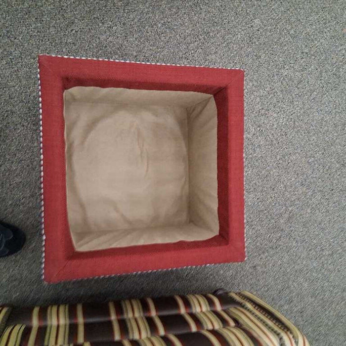 Red Fabric Storage Ottoman w/ Nailheads