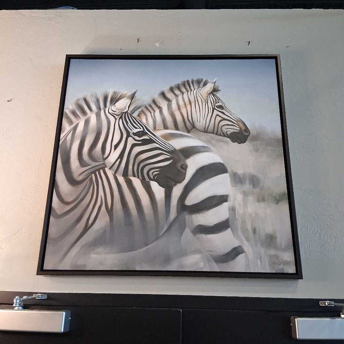 Framed Zebra on Canvas
